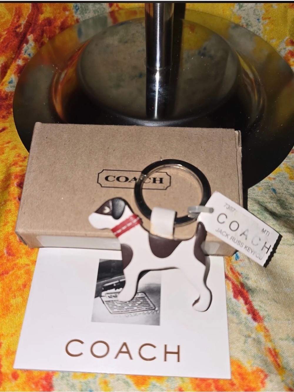 Coach 7367 Leather Dog Jack Russell Terrier Keychain Key Fob Made in Italy Rare